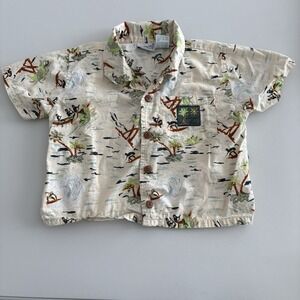 Nannette Baby Boy Hawaii Shirt Size 18 Months Cream 100% Cotton Button Up Summer